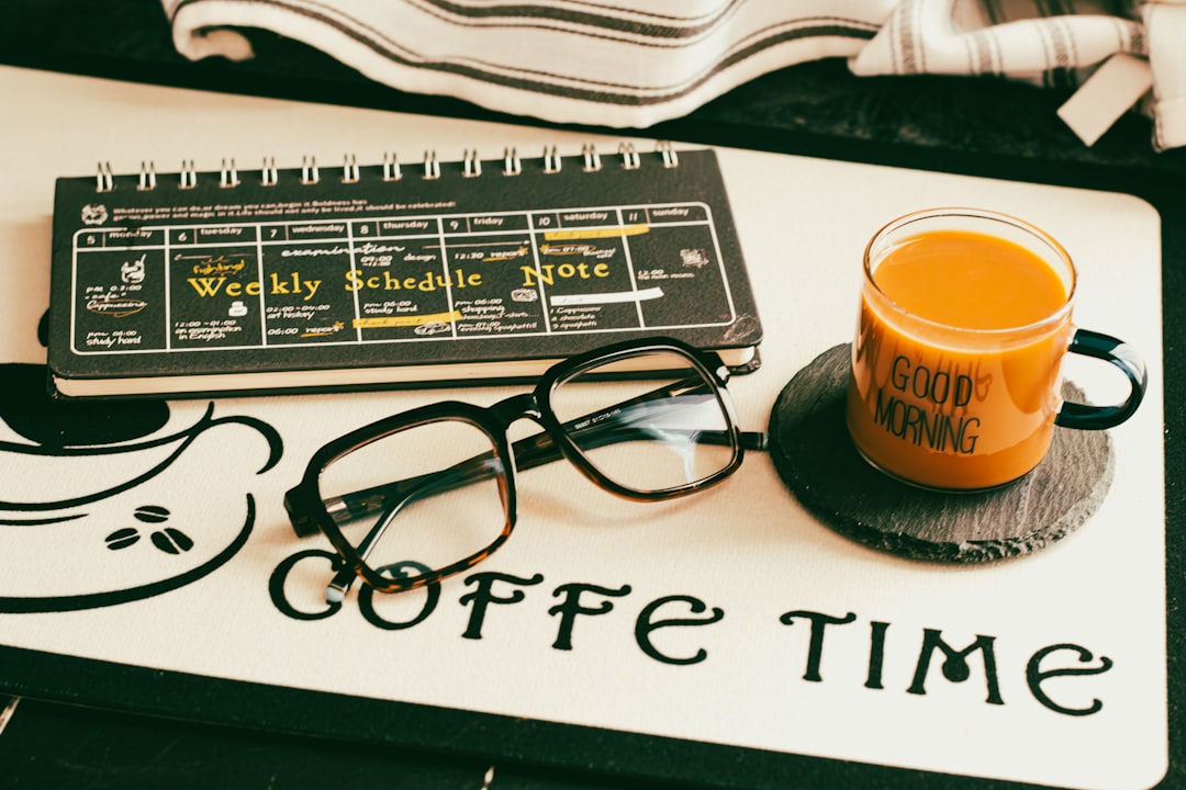 study planner notebook coffee